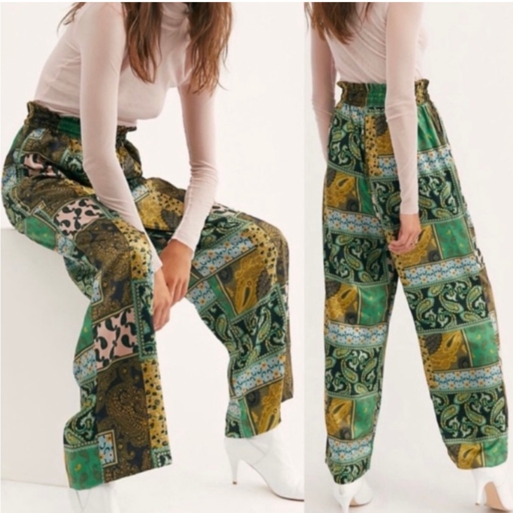 Free People Patch Things Up Boho Wide Leg Pants